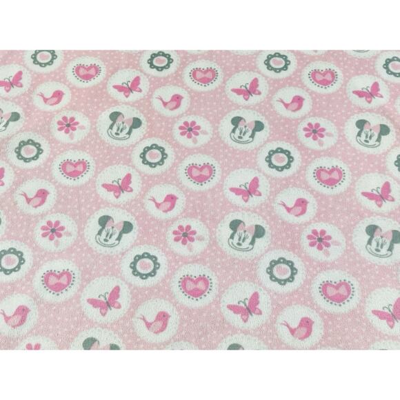 Disney Baby Minnie Mouse Pink Sherpa Style Blanket Bird Butterfly Flower Heart - Picture 2 of 9